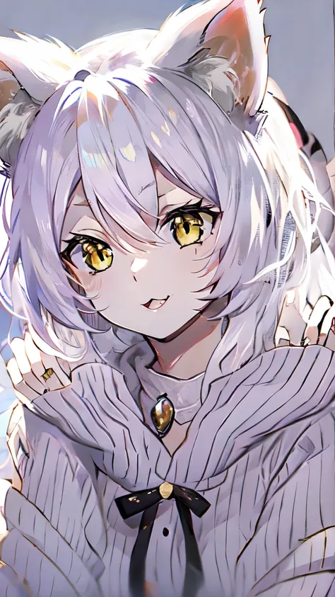 anime girl with white hair and Cat ears posing for a picture, white Cat girl, beautiful anime Catgirl, very beautiful anime Cat girl, cute anime Catgirl, anime Catgirl, attractive Cat girl, anime girl with Cat ears, anime Cat, very beautiful cute Catgirl, ...