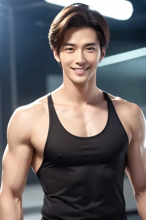 Tall Man，Handsome actor，Smooth Hair，smile，Slim and muscular