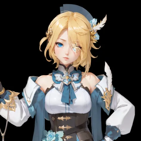 Blonde blue-eyed anime girl holding a sword, Ayaka Genshin Impact, Official Character Art, Genshin Impact Characters, Actress 👀 :8, Kushat Krenz Key Art Women, Rune Factory 5&#39;s art style, Inspired by Lee Knight, [Elegant androgynous prince, Portrait of...