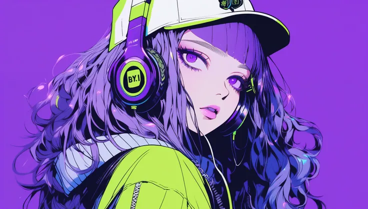 illustrator, アニメ , realistic ,sketch , 1 girl, ,lip, sweater,Order,  gradient background, neon hair,Textured trim, Canadian, (masterpiece,Best quality) ganyou, Otherworld fantasy character ,dj, dj booth, dancing to music, nightclub, (A strong white light e...