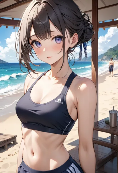 ((Highest quality, 8k, masterpiece: 1.3)), One girl, Cute Japanese woman highlighting her slim abs: 1.3, (Random hairstyle, Standard chest: 1.2), Uniform: 1.2, 1 Boy, Cute Japanese girl who emphasizes her slim abs: 1.4, (Random hairstyle, Standard chest: 1...