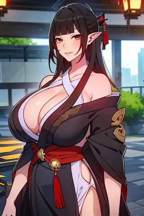 An anime-style artwork depicting lingsha from the game star rail

Tags: lingsha(honkai star rail), black hair, blunt bangs, long hair, 1girl, (short kimono:1.4), anime, detailed eyes, detailed lips, , smiling expression, intense gaze, dynamic pose, indoor,...