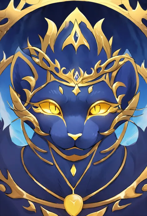 blue cat crown lord, yellow eyes