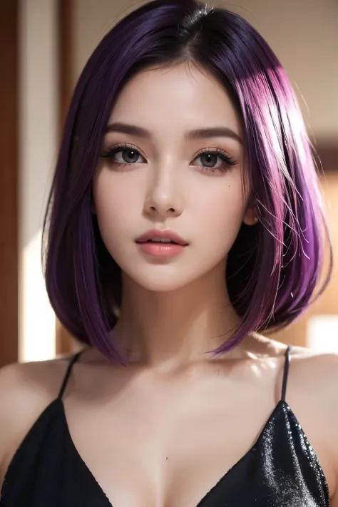 woman sexy, pretty face, cabelo roxo, sexy outfit