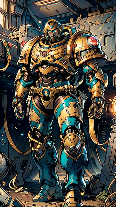(masterpiece:1.5, best quality:1.5, extremely delicate:1.5), ((male:1.5)), a man wearing a full-face helmet, a biotech armored combat suit, green eyes, (a composite layered chest armor), fully enclosed shoulder guards, matching arm and leg guards, a belt o...