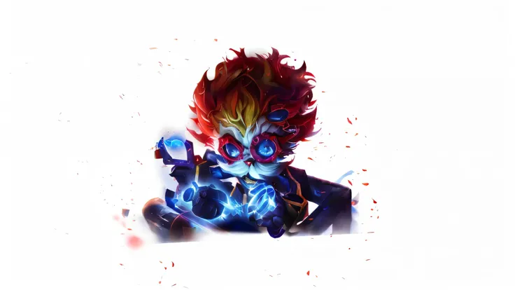 Anime characters with red background and blue background, Complete art, League of Legends style art, Ezreal (League of Legends, League of Legends art style, League of Legends splashart, Official ink art, League of Legends 插画, Iconic Character Splash Art, a...