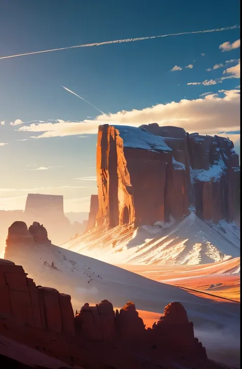 mountains with a large rock formation in the middle of them, epic land formations, chiseled formations, beautiful new mexico landscape, by Carl Rahl, incredibly beautiful, layers of strata, by Robert Childress, by George Claessen, amazing color photograph,...