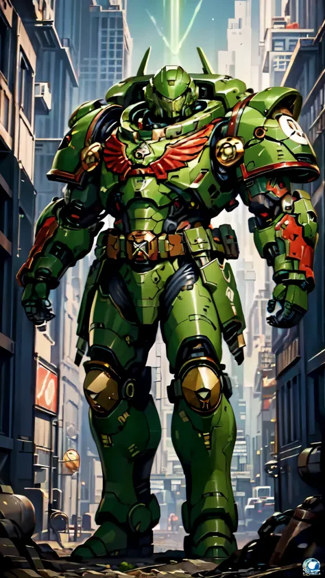 (masterpiece:1.5, best quality:1.5, extremely delicate:1.5), ((male:1.5)), a man wearing a full-face helmet, a biotech armored combat suit, green eyes, (a composite layered chest armor), fully enclosed shoulder guards, matching arm and leg guards, a belt o...