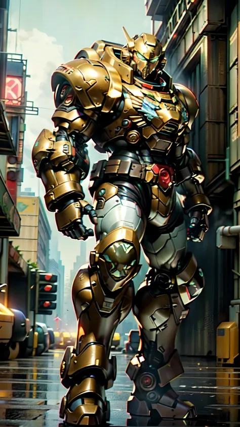 (masterpiece:1.5, best quality:1.5, extremely delicate:1.5), ((male:1.5)), a man wearing a full-face helmet, a biotech armored combat suit, green eyes, (a composite layered chest armor), fully enclosed shoulder guards, matching arm and leg guards, a belt o...