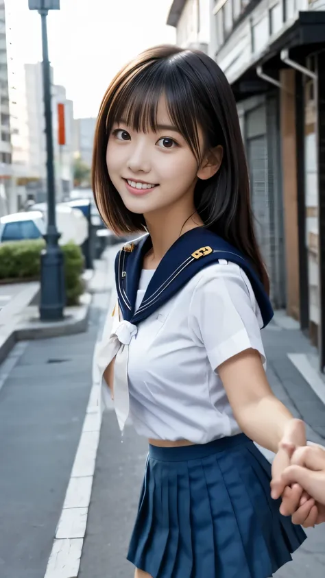 nsfw:1.3, Best Quality, masterpiece, Ultra-high resolution, (Realistic:1.2), RAW Photos, Depth of written boundary, Professional Lighting, Perfect Anatomy, Very detailed, Beautiful Japanese Women, cute, (1) ,((Walking hand in hand:1.2)), sexy, (A very cute...