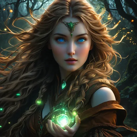 maximum details, cinematic, (abstract art:1.1), stylized, deep shadow, 1 girl, adult (elven:0.7) woman, light blue eyes, light brown fishtail braid,
Style-GravityMagic, focus on character portrait, solo, upper body, looking up, detailed background, deta...