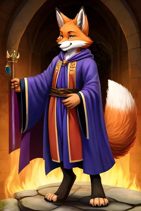 furry fox boy full body digitigrade Wizard robes




