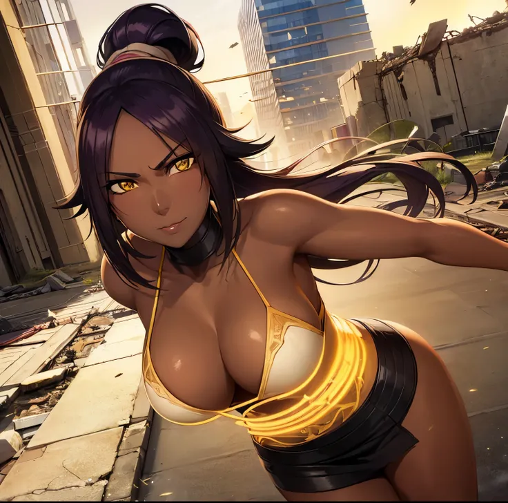 ((1girl)),((alone)),yoruichi shihouin,, \(bleach \),(masterpiece), (best quality), (ultra detailed), (best illustration), (best ...