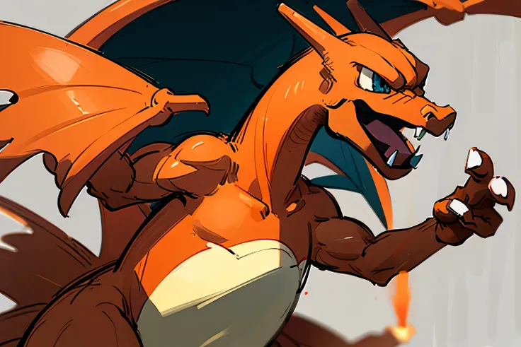 close up upperbody,charizard(pokemon),(manaa style),(sketchup),(illustration),.