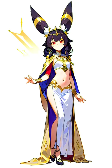 a medieval princess with umbreon-like ears, inspired by the attire of arab royalty during the later medieval period. she wears a...