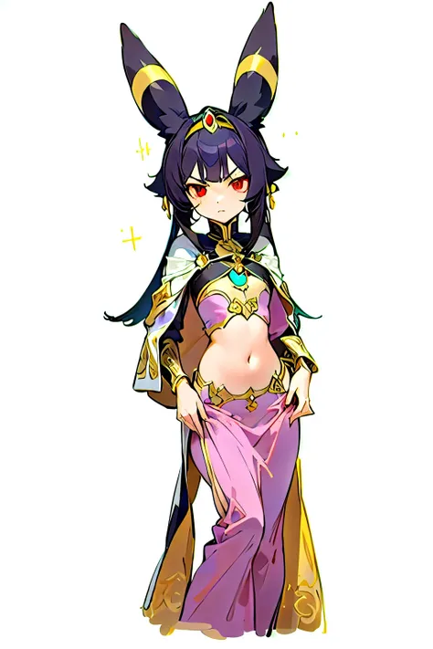 a medieval princess with umbreon-like ears, inspired by the attire of arab royalty during the later medieval period. she wears a...