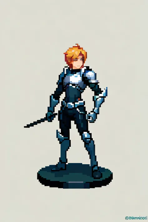 (Masterpiece, Top Quality, Best Quality), Pixel, Pixel Art, create that same male knight, but with a neutral pose