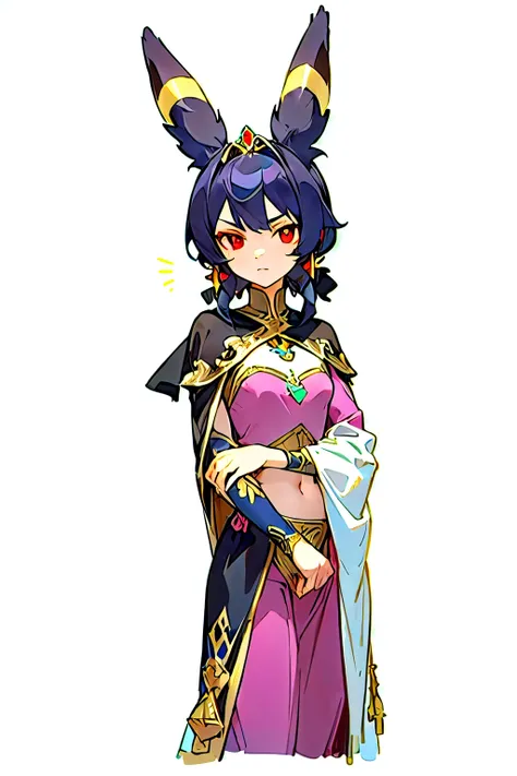 a medieval princess with umbreon-like ears, inspired by the attire of arab royalty during the later medieval period. she wears a...