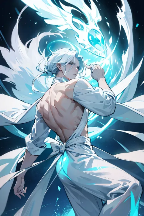 Bleach Style the Male Arrancar transforms into a towering figure with pale blue skin and an icy glow. Her hair flows like a waterfall of shining ice, and his eyes become freezing orbs. He develops sharp ice claws on his hands and feet and a long ice tail t...