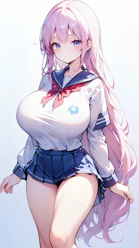 Ultra-high resolution, 8k,high quality,(((Extra low length,Skinny body)),cowboy shot , ((no hat:1.3))),Slender,Cute hairstyle,,(iridescent light,soft shadow,Anime Painting,thin line drawing),((((((super enormous cartoon-like breasts,Young,Student Uniform,U...