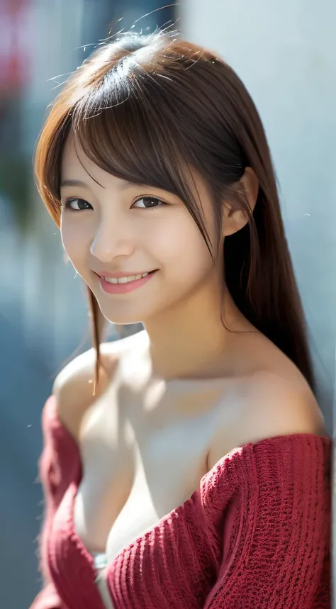 masterpiece,best quality,(Japanese girl),((Beautiful girl)),cleavage,(off shoulder:1.2),(perfect body beauty:1.2),(shy smile),From above