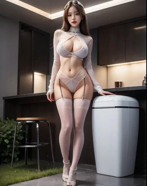 masterpiece, Best Quality, Realistic, 1 girl, Abandoned Building, Backwards, Butt sticking out pose, Voluptuous waist, night, Pink Underboob, Underboobが見える丈が短いトップスとマイクロスカート姿, The lower half of the breast is exposed from under the top, Gal, Underboob, Beaut...