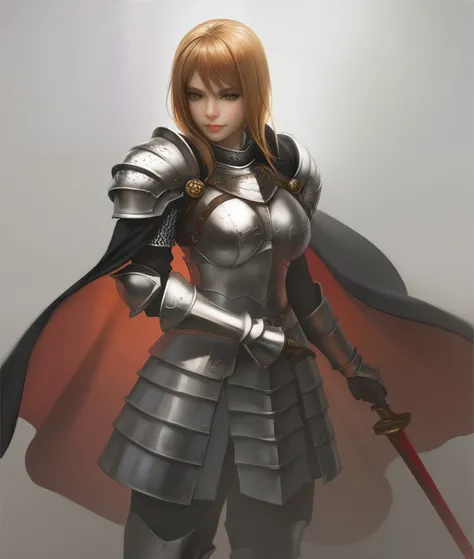 source_anime, score_9, score_8_up, score_7_up, score_6_up, hyperrealistic anime painting, stylized female knight, detailed polis...