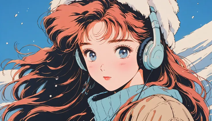 90’s anime style, 1990s style, clear, 1980s style, (blush:1.7), the highest quality, 8k, 1 woman, only, lofi girl, lofi art, lof...