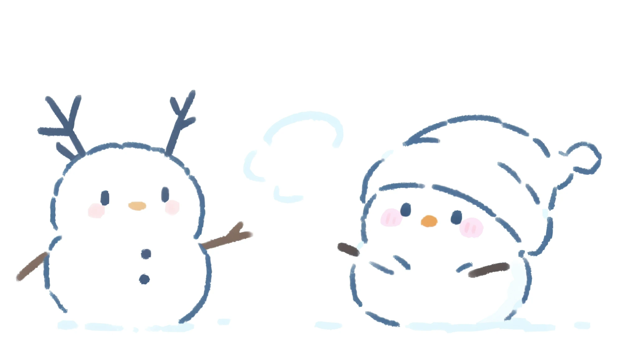 kawaii snowman winter ,Minimalist