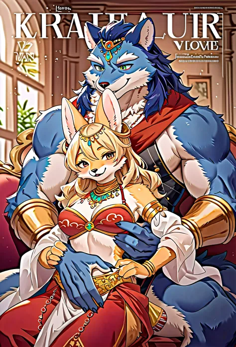 rating_safe, score_9, score_8_up, score_7_up, score_6_up, score_5_up, score_4_up, source_furry, highres, e621, cover page, movie poster, highres(1girl, 1boy, couple, kemono, furry anthro, fearless smile, Arab national costume, love romance)The Arabian Nigh...