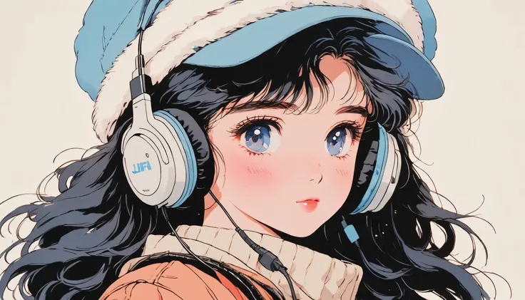 90’s anime style, 1990s style, clear, 1980s style, (blush:1.7), the highest quality, 8k, 1 woman, Only, lofi girl, lofi art, lofi feeling, looking at the viewer, very big eyes, wearing 1980s clothes, upper shot, close up, smiling, light brown eyes, skin wh...