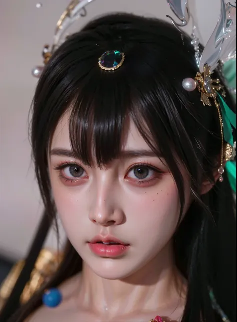 Game Art，Best image quality，Maximum resolution，8K，(A bust photo)，(portrait)，(Head close-up)，(Rule of Thirds)，Unreal Engine 5 rendering works，20 year old girl，((Queen))，The eyes are very detailed，(Large Breasts)，Elegance and nobility，Movie Light，Ray Tracing...