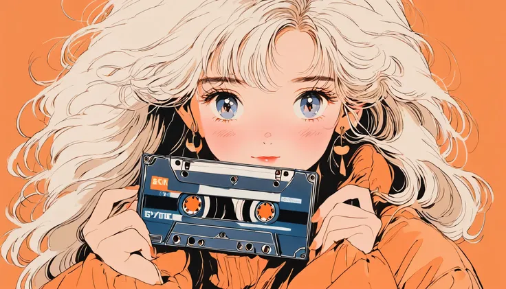 90’s anime style, 1990s style, clear, 1980s style, (blush:1.7), the highest quality, 8k, 1 woman, only, lofi girl, lofi art, lof...