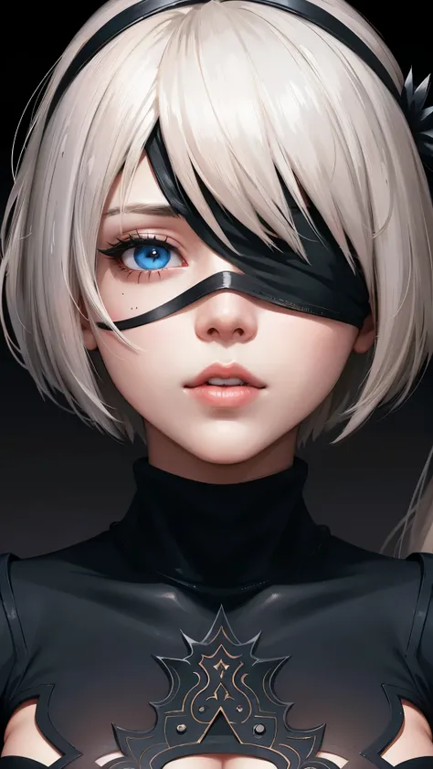 (Detailed face and eyes:1.3),
n_2b,White background,inky,Black blindfold, 
ultra-detailliert,(hight resolution:1.1),Best Quality,(masutepiece:1.3),Cinematic lighting,