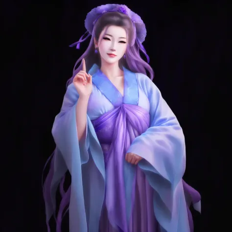 arafed woman in a blue and purple dress holding a purple umbrella, inspired by Qiu Ying, palace ， a girl in hanfu, beautiful render of tang dynasty, inspired by Lan Ying, full body xianxia, a beautiful fantasy empress, heise jinyao, ancient chinese princes...