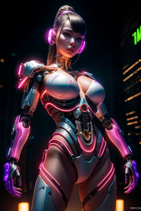 masterpiece, (Photorealistic:1.4), RAW Photos, White porcelain body, Swimwear, Glowing Skin, 1 Cyborg Girl, ((Ultra-Realistic Details)), Bikini, shadow, Octane Rendering, 8k, Super sharp, Character edge light, tits, Intricate decorative details, Details of...