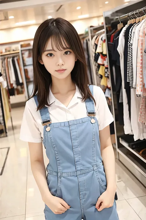 shopping, wear one-piece jumpsuit, wide angle