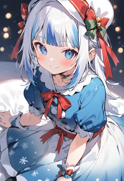 gawr gura from hololive but christmas themed and in a christmas outfit, gawr gura