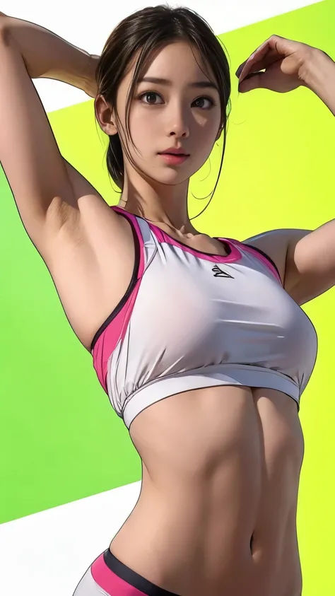 Realistic photos、、Beautiful athletic girl、Raise your arms、Show your armpits、Very slim