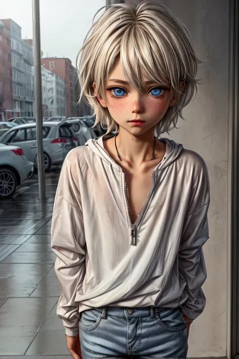 Anime style, Highres, Masterpiece, Best quality at best, Best Quality, hight quality, hight detailed, 1boy, (little boy), boy, blonde boy, blond Hair, perfect boy body, cute boy, detailed light blue eyes, detailed eyes, short hair, messy hair, pastel rainb...