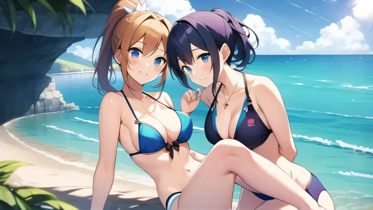 Ponytail sisters、Swimwear、Unbuttoned、Seaside cave、Secret Base、Lesbian