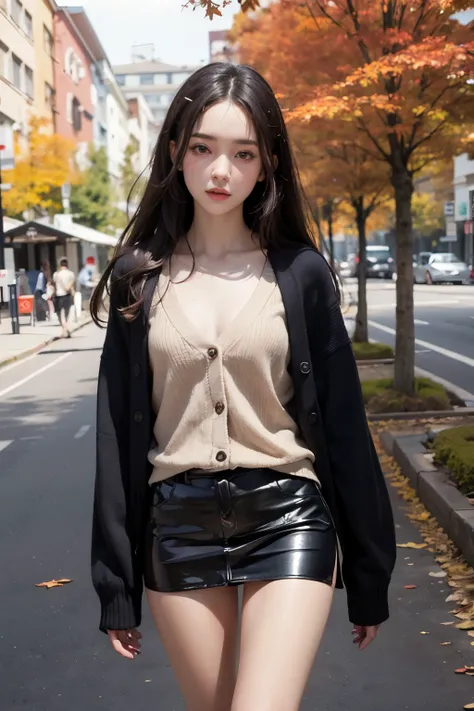  (nostalgic vibe: 1.2), (autumn landscape: 1.3),((masterpiece)), ((best quality)), ((ultra-detailed)),((hyperrealistic)),(japanese cute girl),(shiny skin),1girl,((plain forehead,forehead)),((black hair)),long hair,(black big eyes,tareme,droopy eyes),(small...