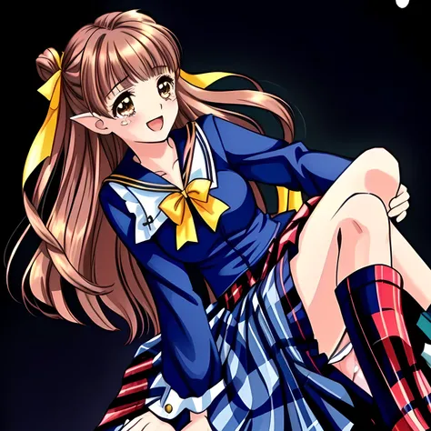 (highest quality, masterpiece: 1.6), (Some beautiful noble 15yo beautiful anime noble heroines, Noble like a princess, feeling too funny about me, giggling at me, cant stop laughing with much tears, wares blue sailor-styled uniform, seated deeply, looking ...