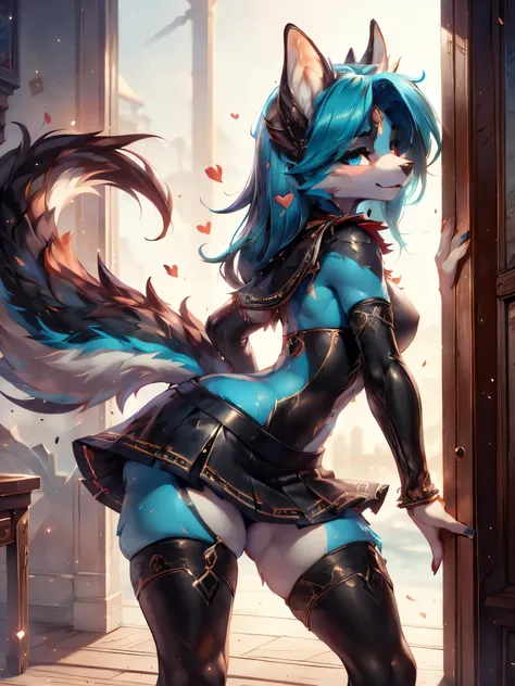 ((beautiful and detailed))) teenage girl 18 years, (((18 years))) high definition 1:1(((female))) ((the second)) elongated fox snout, Debt, (((blue body)))Ross Tran, by ruan jia, by zaush, por Foxovh, Cinematographic lighting, seductive, Debt, Vista de who...