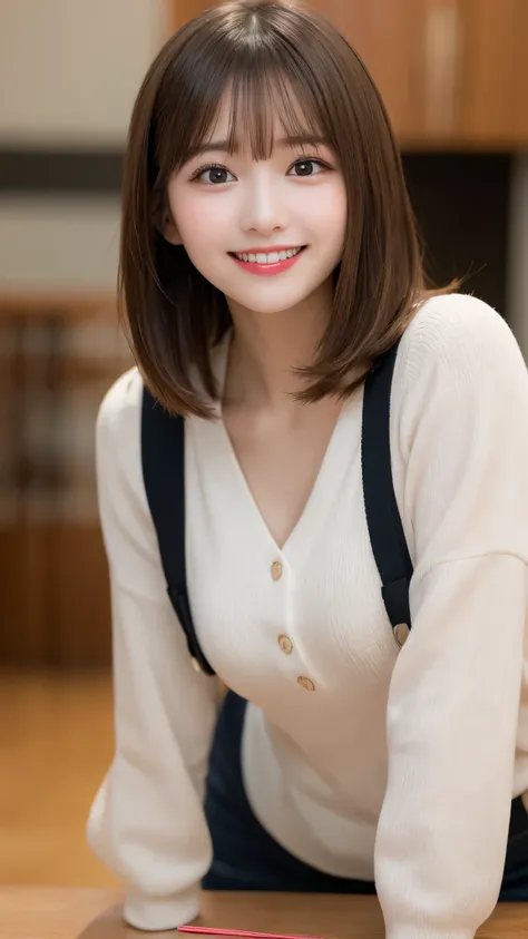 Tabletop, Highest quality, shape, Very detailed, finely, High resolution, 8k wallpaper, Perfect dynamic shape, Beautiful and exquisite,Random cute hair,,Natural Color Lip, Bold sexy pose,smile、20 year old girl、cute、Always blur the background,Perfect and be...