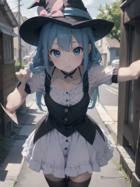 🎶, (🧙‍♀️), ✡, ✨(hat), , Alice in Wonderland, Alone, very beautiful, cute, adorable, embarrassed, alone, blue eyes, look at viewer, looking up, kawaii tech, pastel colors, kawaii, cute colors, Alice in Wonderland, alone, very beautiful, cute, adorable, emba...