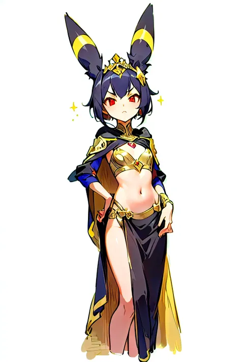 a medieval princess with umbreon-like ears, inspired by the attire of arab royalty during the later medieval period. she wears a...