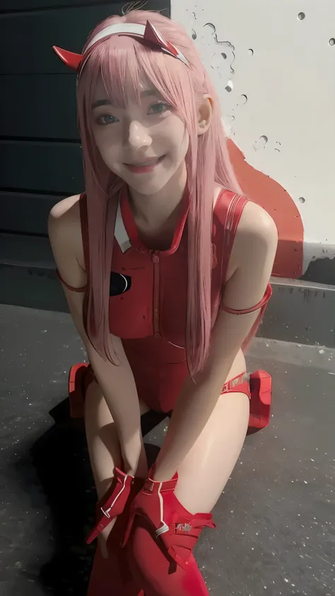  masterpiece, best quality, very aesthetic,, simple background,
zero two (darling in the franxx),  1, mature female, (adult:1.4), red little horns, solo, rock, moon,  full body((best quality)),((highly detailed)),masterpiece,absurdres,detailed face,beautif...