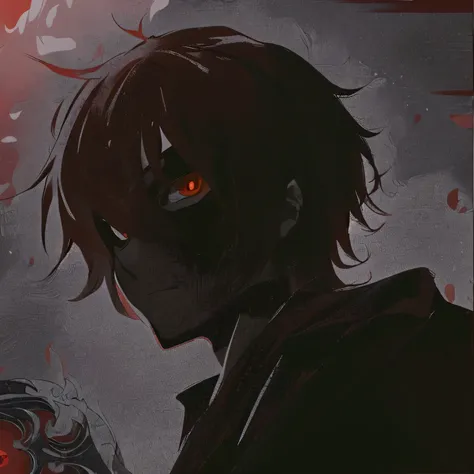 anime guy with red eyes staring at the camera, with red glowing eyes, with glowing red eyes, his eyes are red and glowing, with glowing eyes, fully red eyes no pupils, red eyes glowing, gapmoe yandere grimdark, luminous red eyes, portrait gapmoe yandere gr...