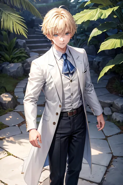 A small anime boy with blonde hair and a cute smile.

Figure: Aren has a well-proportioned figure, small and thin, but not too big. His figure shows natural strength. His skin is clean-cut, without excess fat. His skin may have small scars from training in...